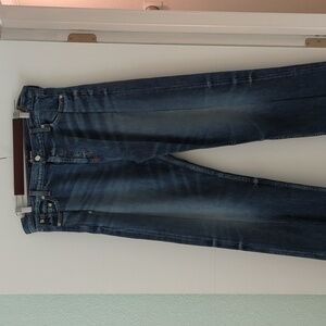 Revolve x EB Denim distressed reinvented frayed straight leg jeans 32 dark Wash